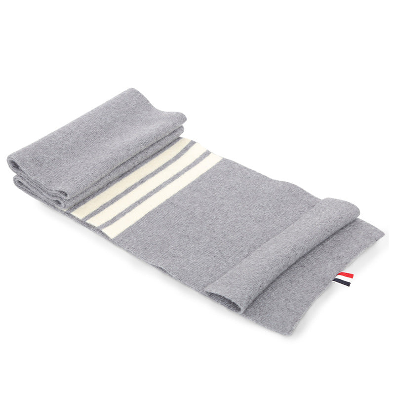 Four stripes scarf hat autumn and winter