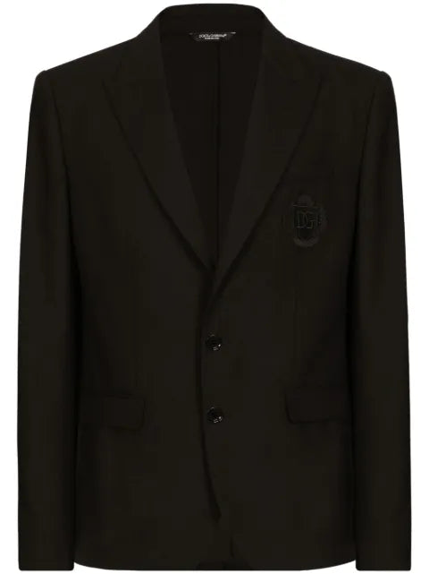 Dolce & Gabbana logo-embroidered single-breasted jacket