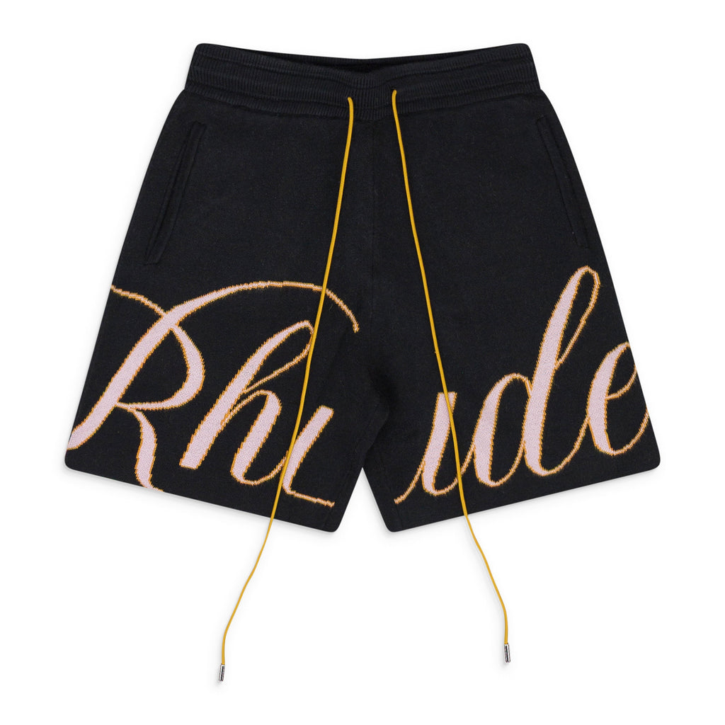 BLACK GP KNIT SCRIPT SHORTS