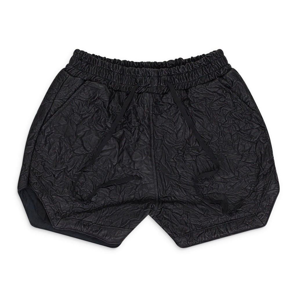 BLACK CRINKLED TAILORED SHORTS