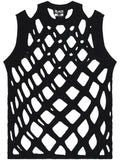 Black Comme Des Garçons open-knit long-sleeve top