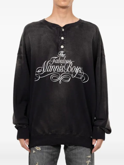 KAMIYA  Henry neck distressed sweatshirt