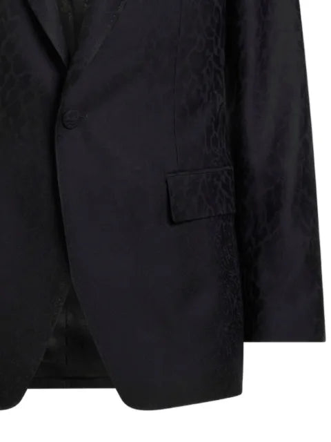ETRO single-breasted jacket in wool- and cotton-blend jacquard fabric with animal motif