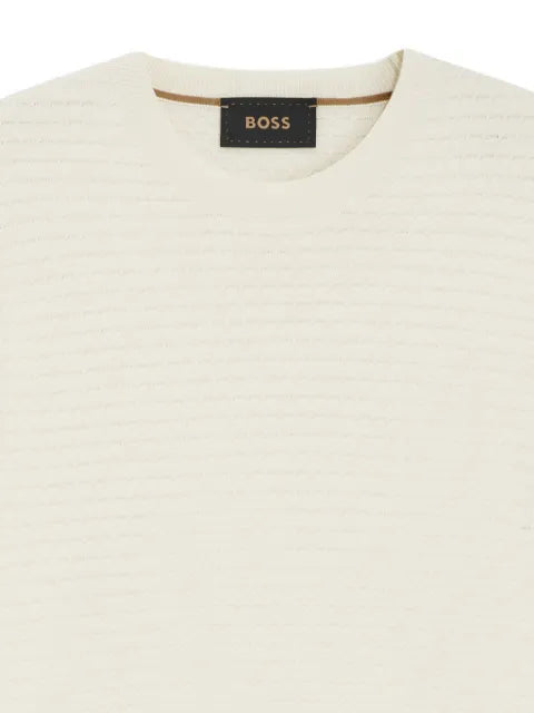 BOSS silk-cotton sweater with micro-check structure