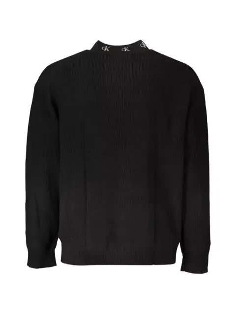 Calvin Klein ribbed-knit logo-neckline sweater