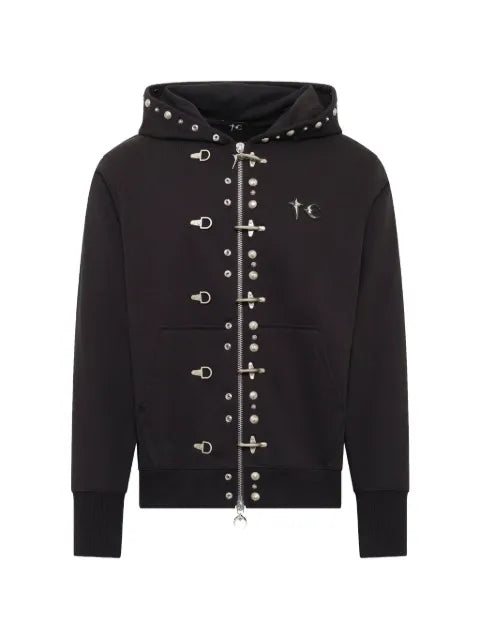 THUG CLUB studded zip-up hoodie