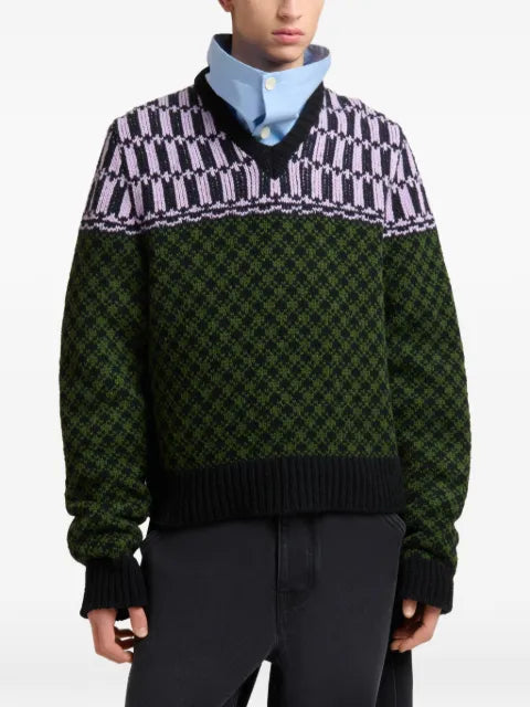 Marni jacquard-knit geometric-motif sweater