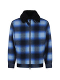Balenciaga flannel bomber jacket in blue/black