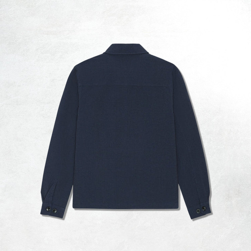 Les Deux Marseille Seersucker Zipper Jacket: Dark Navy