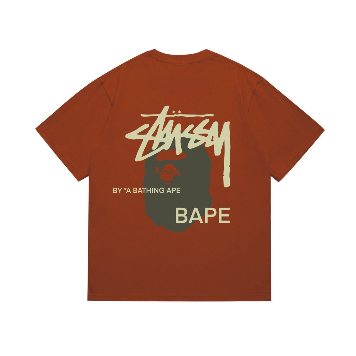 BAPE Olive & Gold Ape Wordmark Graphic T-Shirt
