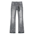 Purple Brand Grey Paint-Splatter Flared Jeans