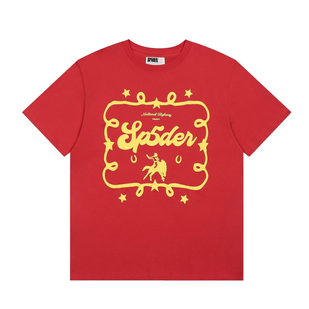 Sp5der Yellow Western Graphic Red T-Shirt
