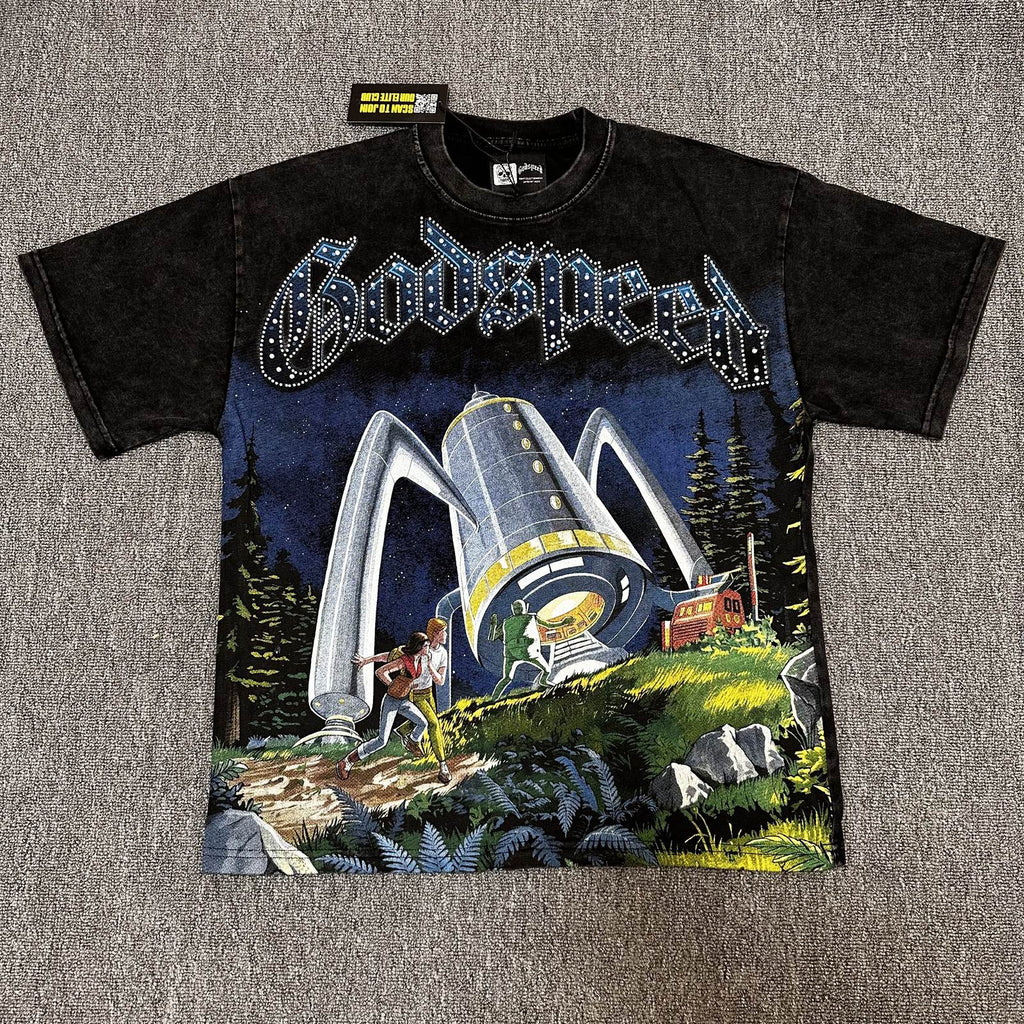 Godspeed Acid-Wash Graphic T-Shirt