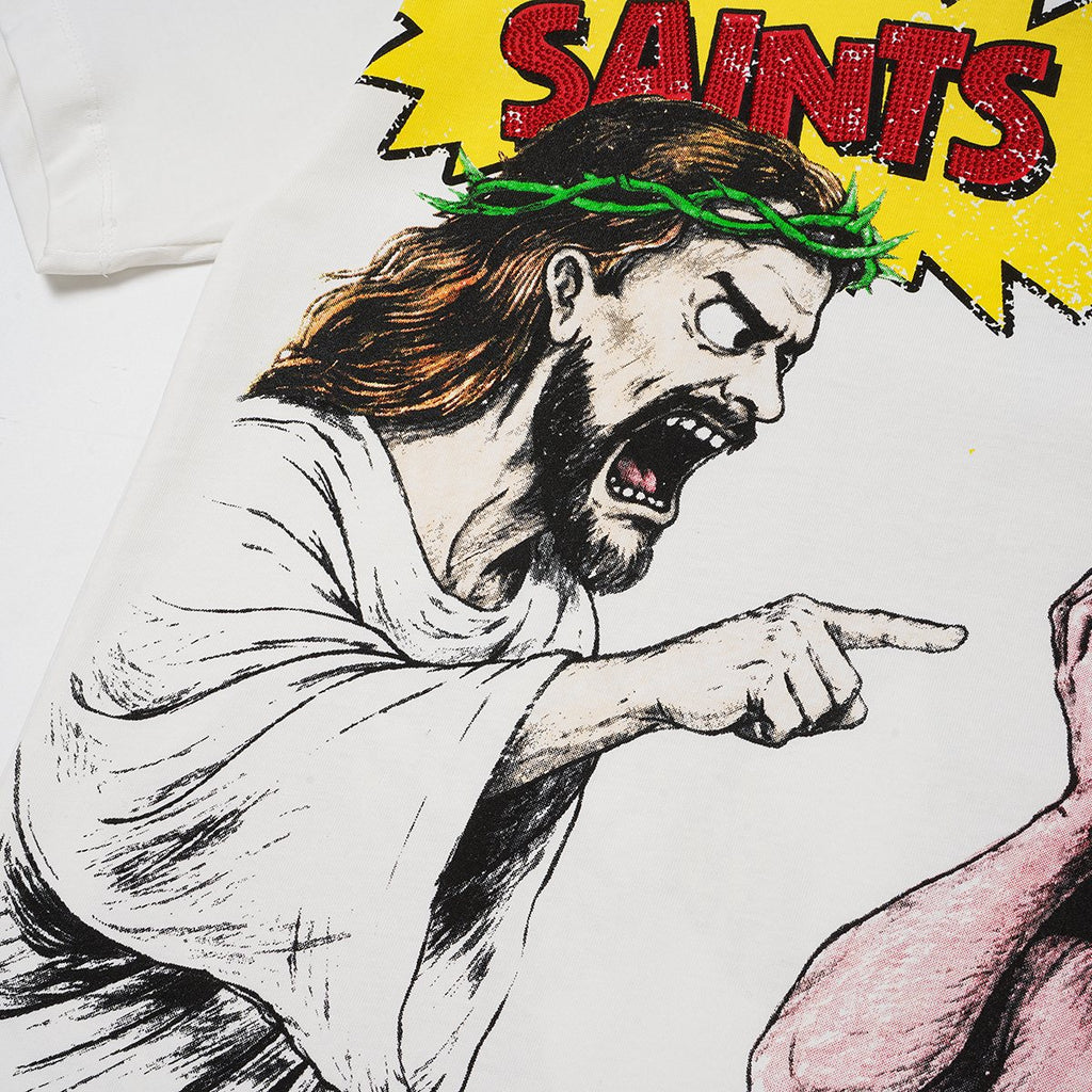SAINT P53 Rhinestone Graphic T-Shirt