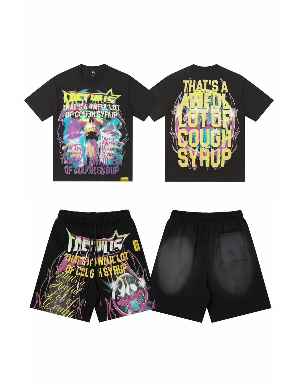 THAT'S A AWFUL LOT OF COUGH SYRUP Statement Graphic Short-Sleeve Set