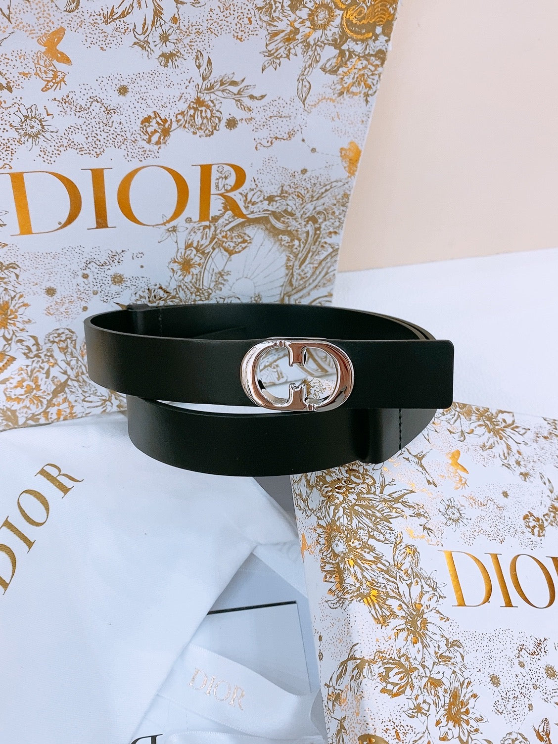 DIOR 25S BELT 25 MM IN BLACK CALFSKIN 561821