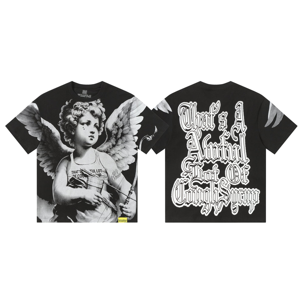 THAT'S A AWFUL LOT OF COUGH SYRUP Angel Gothic Text Graphic T-Shirt