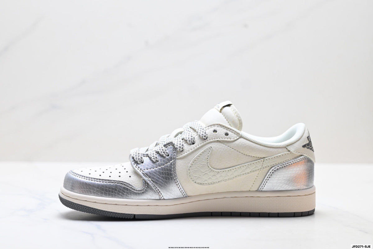 Nike Low-Top Sneakers White Silver Unisex Style 06
