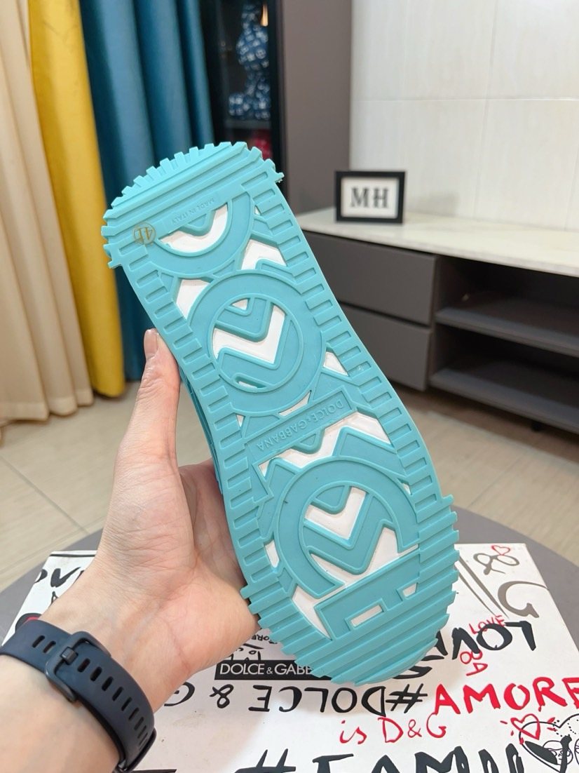 Dolce & Gabbana Turquoise Light Blue & White Sneakers