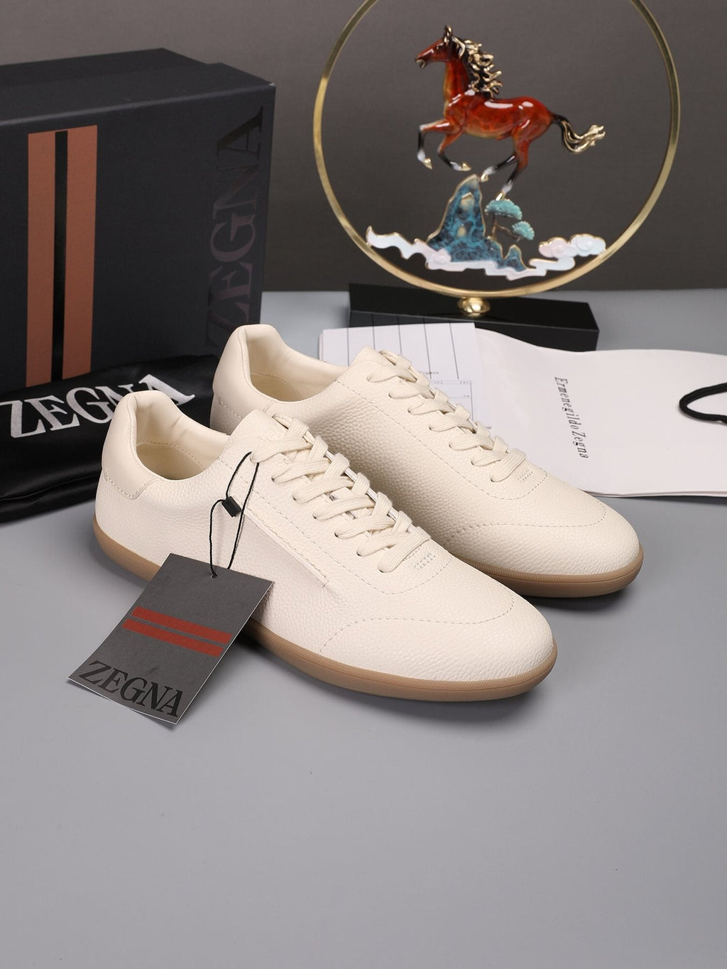 ZEGNA Textured Leather Low-Top Sneakers