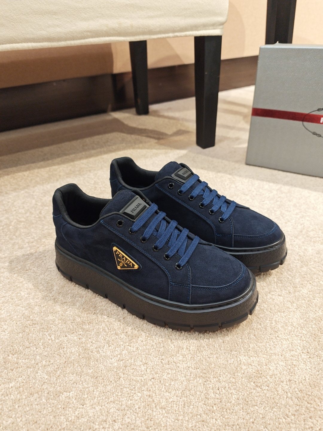 Prada Triangle Plaque Low-Top Sneakers - Lugged Outsole