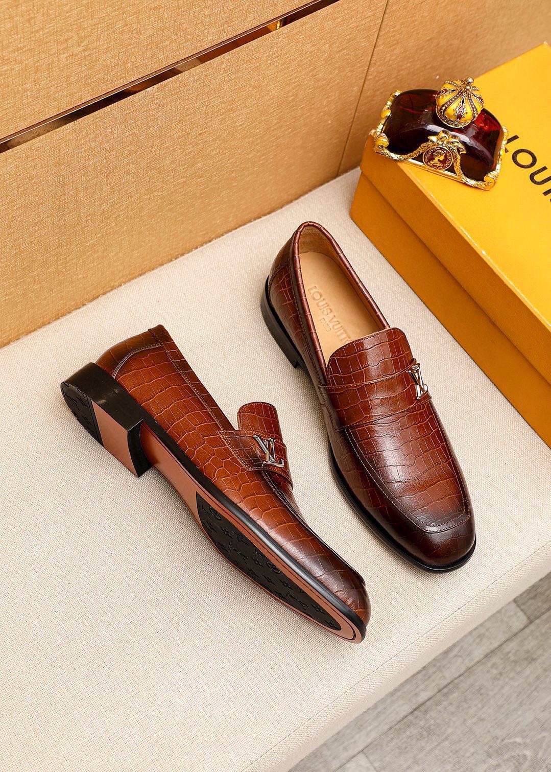 Louis Vuitton Embossed Metal-Accent Loafers