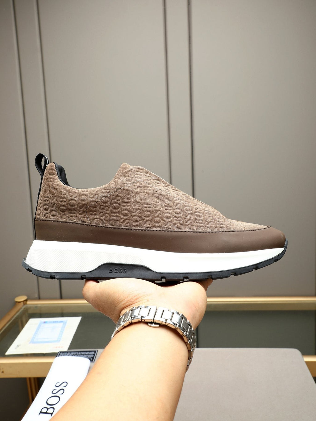 Hugo Boss Men's Textured Thick-Sole Slip-On Sneakers