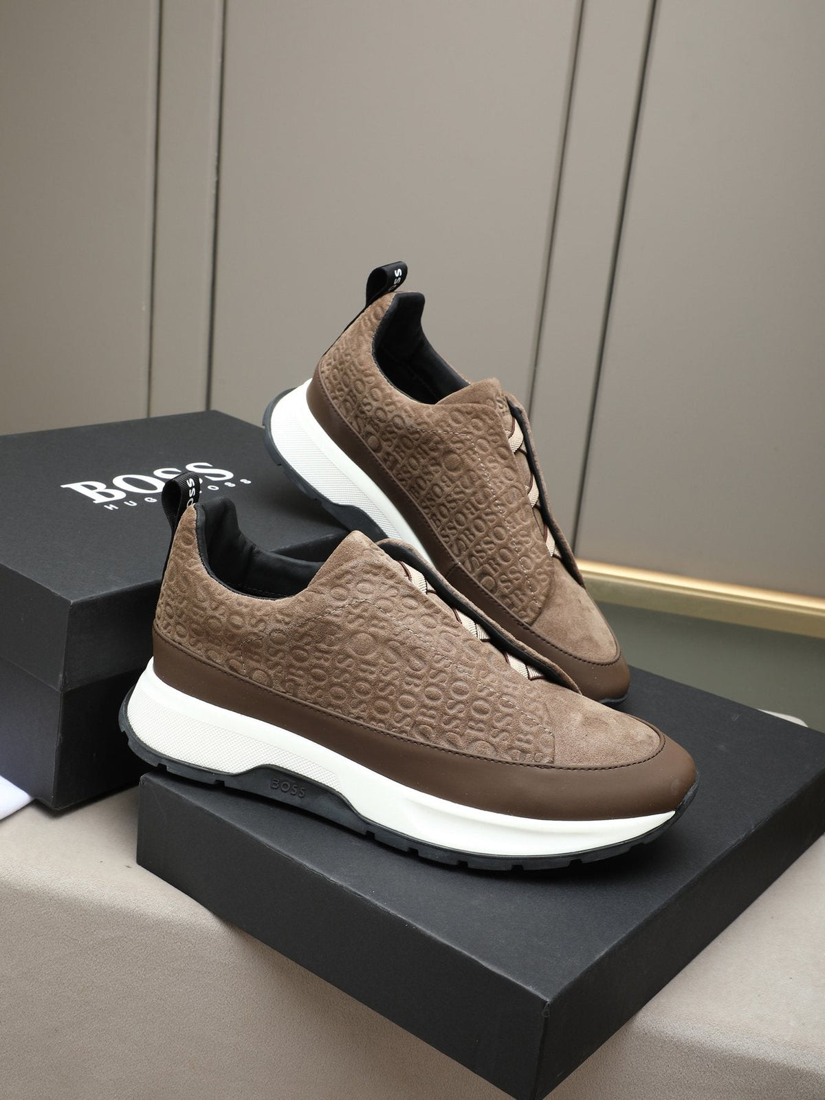 Hugo Boss Men's Textured Thick-Sole Slip-On Sneakers