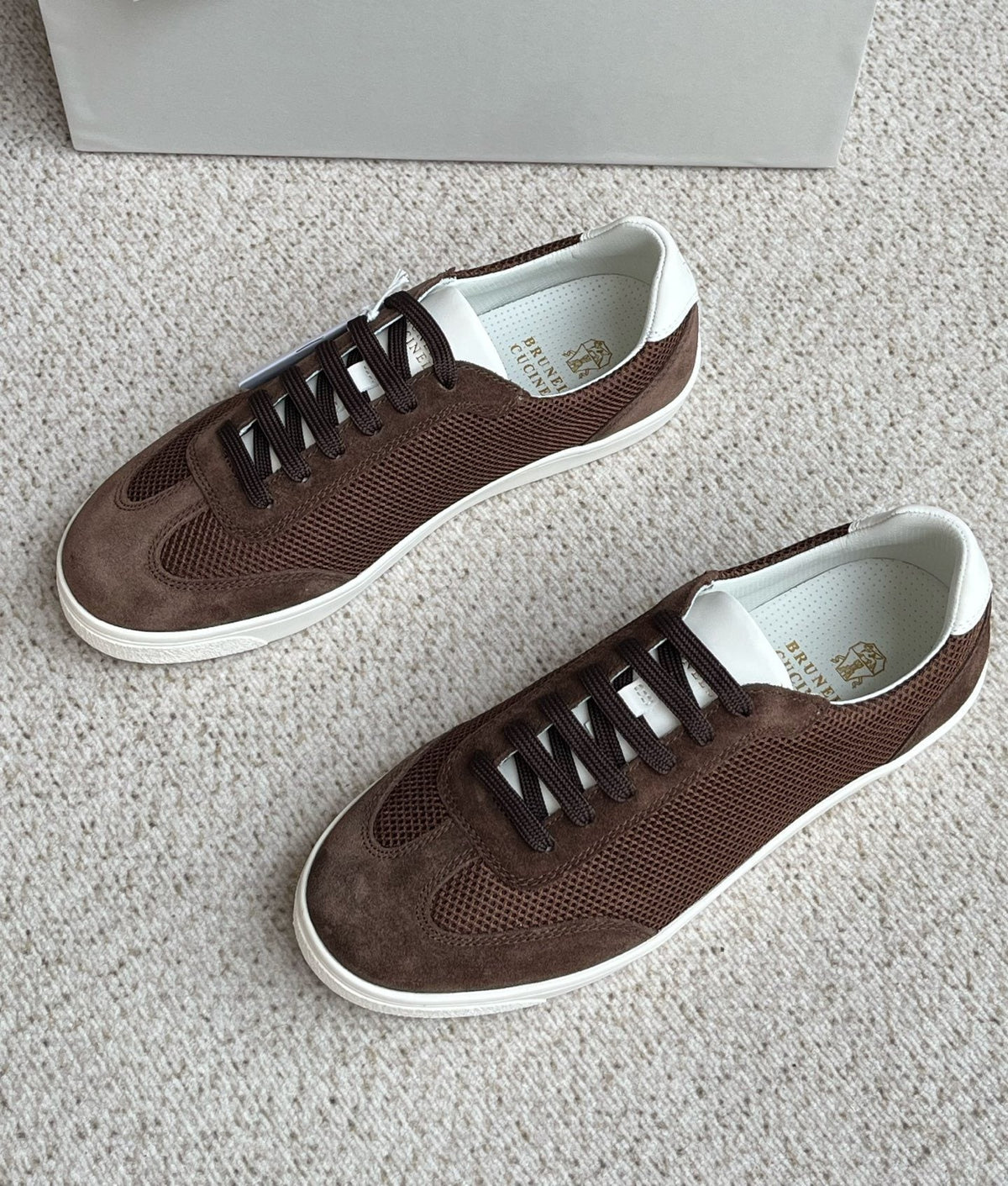 Brunello Cucinelli Men's Low-Top Lace-Up Sneakers - White Rubber Sole