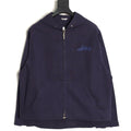 Dior CD Embroidered Zip-Up Hooded Jacket - Navy